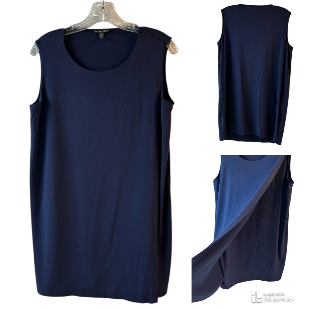 Eileen Fisher Navy Faux Wrap Dress